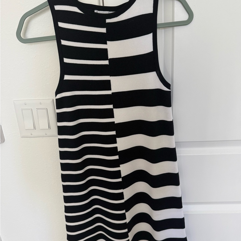 Mango Royal Blue and White Striped Mini Dress